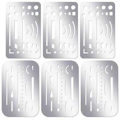 Bewudy 6 plantillas de acero inoxidable para pirograbado, herramientas de dibujo, goma de borrar de metal, herramienta de protección para dibujo mecánico, artista, diseño técnico | Ya disponible en tu tienda friki favorita! En mundofriki.es!