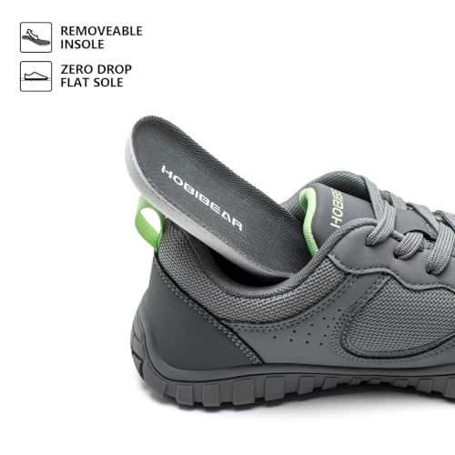 Image of HOBIBEAR Unisex Barefoot Shoes, Wide Toe Box, Lightweight Walking Sneakers | Roomy Toe Box,No Arch Support,Breathable Canvas,Flexible Non-Slip Sole,Machine Washable,Lace-Up,Walking,Daily Wear