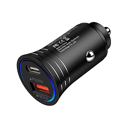 USB C カーチャージャー 2ポート シガーソケット 【38W/PD3.0/QC3.0/超急速充電/全金属/軽量/超小型】 iPhone 17車用充電器 Type C カーチャージャー 12V/24V車対応 USB 車載充電器 iPhone 17/16/15/14/13/SE/12/11/X/8 Xperia Samsung iPadなどに対応 ブラック1個