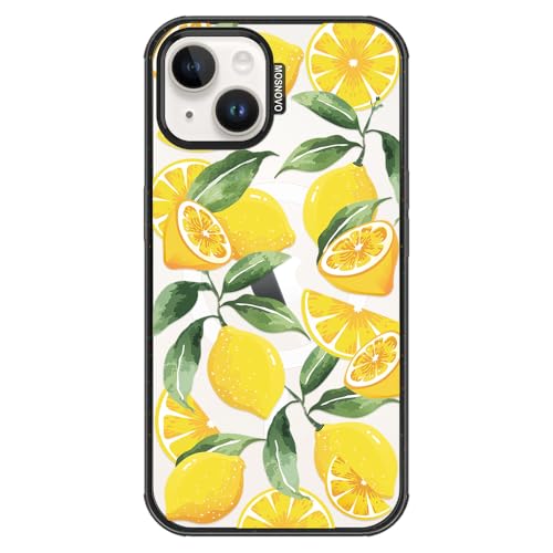 Coque iPhone 14 et 13 antichoc transparente motif citron avec protection MagSafe