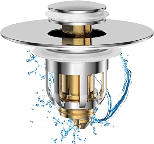 Bonde de Lavabo Pop-Up, Bonde de lavabo Universelle Pop Up avec Filtre Anti-Clogging, Flitre Cheveux Anti-Odeur pour Les Trous de 26 à 42mm