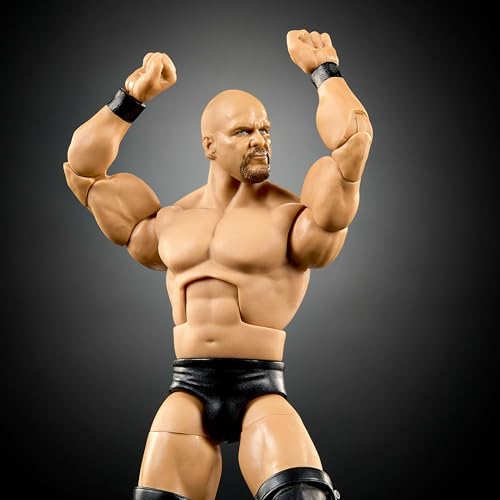 Mattel WWE Figurine Articulée Stone Cold Steve Austin SummerSlam de la Collection Élite, avec Accessoires et éléments pour Assembler la Figurine de Jesse The Body Ventura, JHX79
