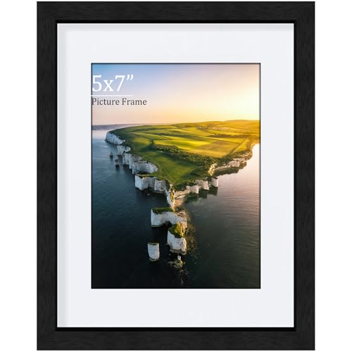 5x7 Frame Black MDF 5x7 Picture Frame with 5.9x3.9 inch Mount