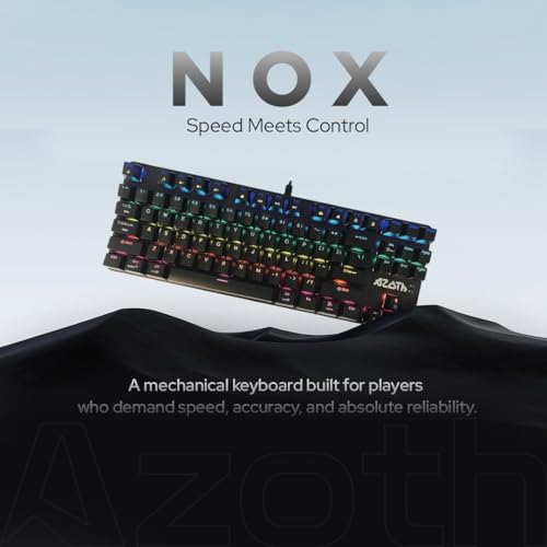 Image of AZOTH NOX Mechanical Gaming Keyboard 87 Keys, Blue Switch Clicky, Rainbow Backlit with 11 Modes, NKRO Anti-Ghosting, Double Injection Keycaps, USB Wired, Windows Mac Compatible, Braided Cable