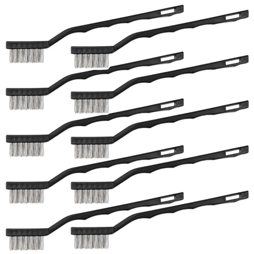 Image of Coshar Wire Brushes Industrial 7 inch Stainless Steel Wire Brushes with Curved Handle Mini Wire Brush Set for Cleaning Welding Slag,10Pcs