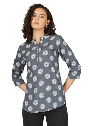 Image of Women's Cotton Printed Kurta Top | 3 /4 Sleeve Straight Kurti Casual Outings