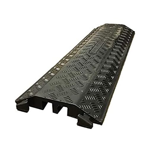 Kable Kontrol Drop Over Floor Cord Cover – 40” Inch Long 2 Channel Cable or Wire Protector – Rubber Ramp for Indoor and Outdoor Use – Black