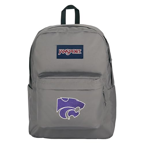 Image of JanSport NCAA Officially Licensed Backpack, Kansas St Wildcats, Superbreak Plus with Padded 15'' Laptop Sleeve, Spacious Computer Bag for Men & Women, Durable Daypack with Bottle Pocket, Graphite Grey