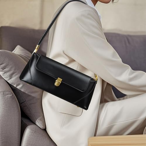 Vintage Shoulder Bag for Women Small Trendy Underarm Hobo Purse Genuine Leather Handbag for Daily Outfits and Travel4