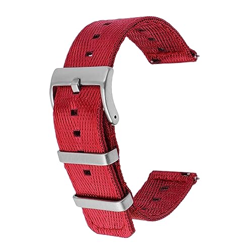 MasterUnion Correa de reloj, correa de nailon tejida, aro de acero inoxidable, liberación rápida, pulsera de banda Universal textil para hombres y mujeres de 20/22/24 mm, Rojo, 24mm