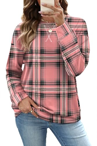 RUMIA Women's Crew Neck Sweatshirt Loose Pullover Long Sleeve Shirts