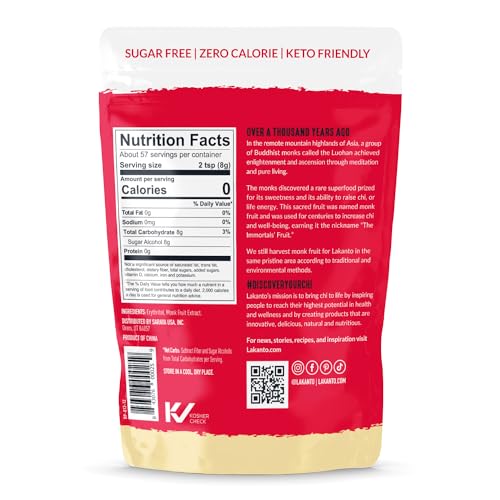 Lakanto Classic Monk Fruit Sweetener - White Sugar Substitute, Zero Calorie, Keto Diet Friendly, Zero Net Carbs, Zero Glycemic, Sugar Replacement (Golden White - 454 Gram)