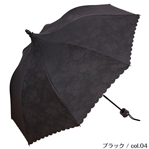 mini-rose（ミニ ローズ）/ 日傘 ミニ折りたたみパゴダ日傘 UVカット 晴雨兼用 共布傘袋付き (ブラック/col.04)