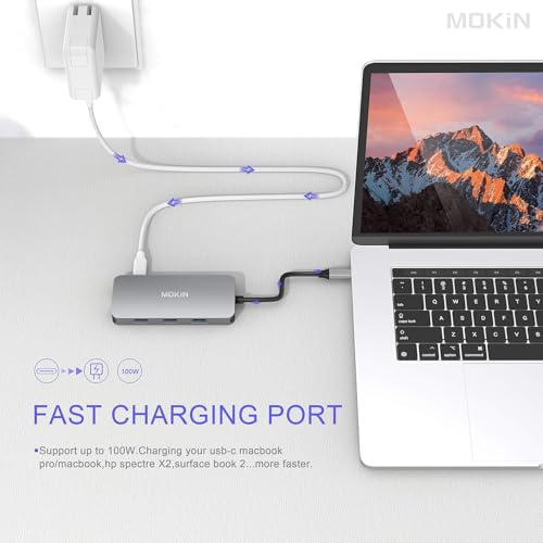 Image of USB C Hub Multiport USB C Adapter for MacBook Pro 2023 2022 2021 2020,USB C Hub USB C to HDMI VGA SD TF Card Reader 3USB 3.0 and USB C Power Pass-Through Port