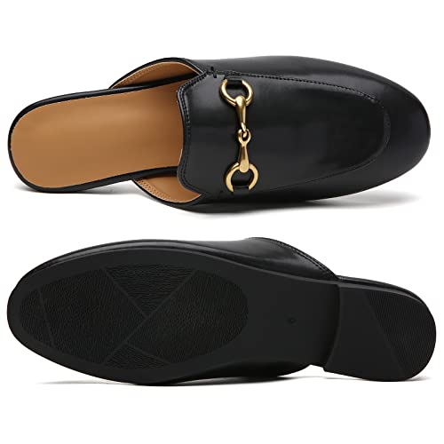 Minorsu Buckle Mules For Women Flats Black Round Toe Mule Backless Slides Slip On Loafer Shoes #TOP7