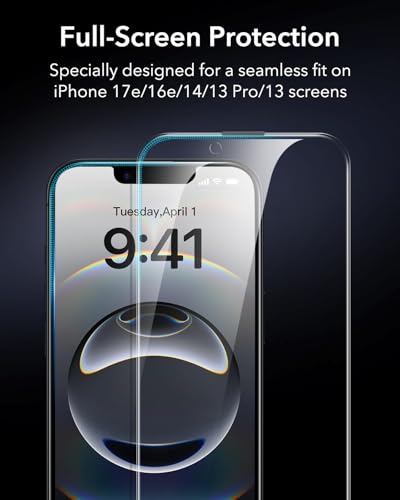 Image of ESR 3 Pack for iPhone 17e / iPhone 16e / iPhone 13 / iPhone 14 / iPhone 13 Pro Privacy Tempered Glass, 9H Hardness, Privacy Screen Protector Gurad Film with Easy Installation Tool, Scratch Resistant