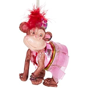 Grappige kerstbal: Circus Aap met Jurk –  Glas – 10 cm