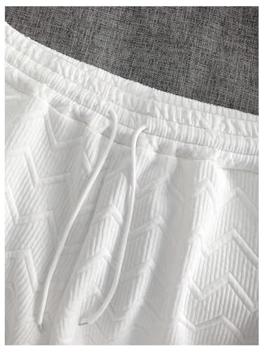 OYOANGLE Conjunto de 2 peças de camiseta masculina texturizada de cor sólida meia manga com cordão,