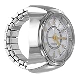 Kisangel Reloj Anillo Digital Mini Cuarzo con Números Grandes Accesorio de Moda para Mujer y Hombre Elegante Plata