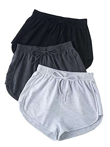 SheIn Women's 3packs High Elastic Waist Tie Front Workout Sports Track Shorts Multicolor S