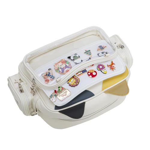 Kawaii Ita Bag Crossbody Bag Cute White Cat Backpack Girls Shoulder Bags Pin Display with Insert