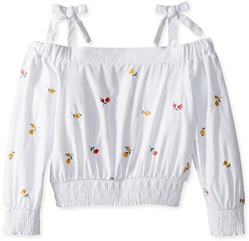 Maddie Girls' Big Shoulder Top with Embroidery