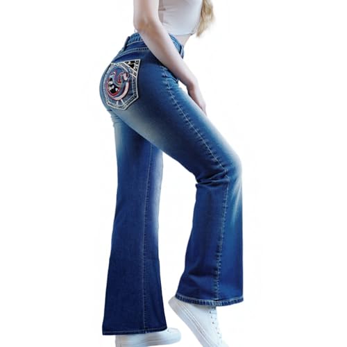 Plus Size Flare Jeans for Women High Waisted Bell Bottom Jeans for Women Stretchy Flare Jean Embroidered Jean3
