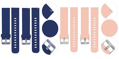 Image of ACM Pack of 2 Watch Strap Silicone Belt 20mm compatible with Inbase Urban Lyf M Smartwatch Casual Classic Band (Blue /Creame Pink)