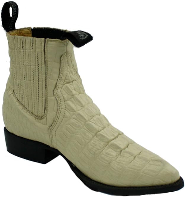 Dona Michi Men genuine cow leather crocodile print short ankle western j toe boots-Beige-9.5