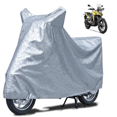 Image of FABTEC Waterproof Bike Body Cover Compatible with Suzuki V-Strom SX, A1 (Silver)