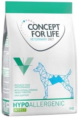 Veterinary Concept for Life Diet Hypoallergenic Insect 2 x 1kg Complete Dry Dog Food Dried Insect Sole Source of Protein with Food Sensitivity Dermatosis & Hair Loss Exclusion or Elimination Diet