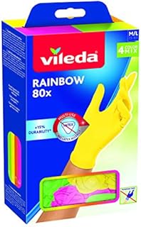 Vileda Rainbow Multi-Purpose Rainbow Gloves, Nitrile, Multi-Coloured, 80 Pieces, S/M