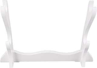 Toddmomy Sword and Flute Display Stand Wooden Desktop Storage Rack 2-tier White Holder for Sword and Instrument Display in Martial Arts and Collectible Use