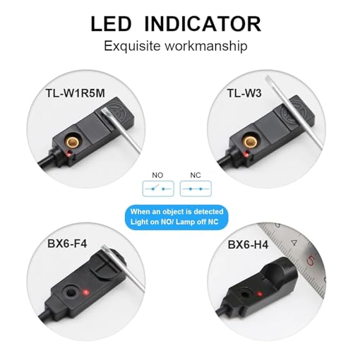 Sensor inductivo BX6-F4 PNP NC rectangular de 3 cables para detección de metal de 4mm 2