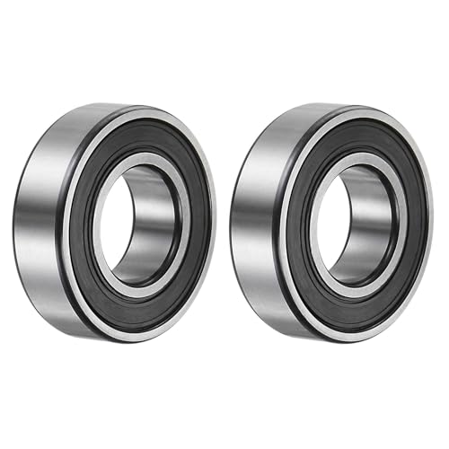 Image of sourcing map 6205-2RS Deep Groove Ball Bearing,2pcs 25 x 52 x 15mm C3 Double Rubber Sealed Chrome Steel Bearings,Black