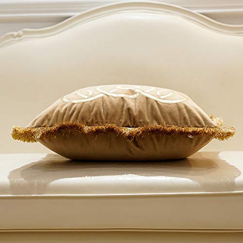 Avigers Luxury Brown Decorative Pillow With Tassels 18 X 18 Inches Square Chain Velvet Throw Pillow Cover Cushion Case For Sofa Bedroom Living Room Car 45 X 45Cm #TOP4