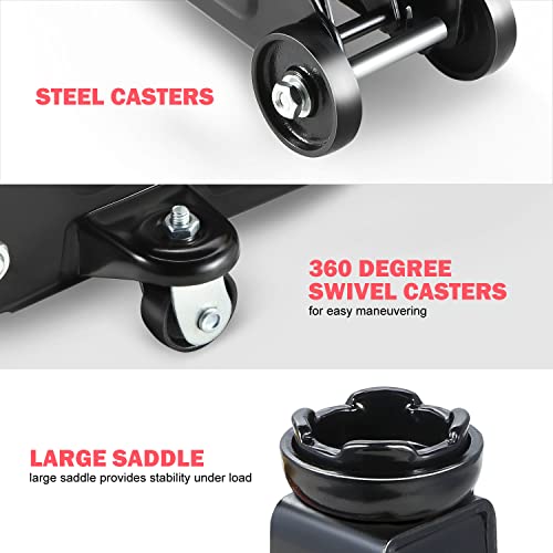 Image of DNA Motoring TOOLS-00234 Low Profile Hydraulic Trolley Service /Floor Jack, 2 Ton (4000 lbs) Capacity, Lifting Range 5.1 inch-13 inch, Black