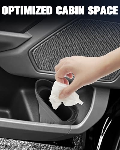 Image of Silicone Car Trash Bin for Door 2026 F150 XLT Car Door Trashcan Trash Holder for 2022-2026 Ford F150 Lightning Accessories (Pro /XLT) Driver & Passenger Side Door Bin Door Pocket Flexible Convenient