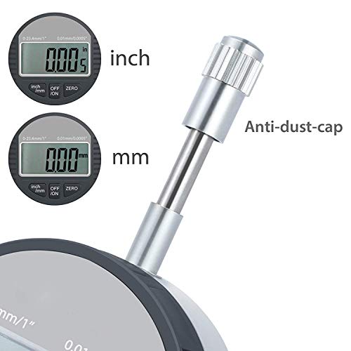 Autoutlet Digital Dial Indicator Probe 0.01Mm/0.0005'' Range Dti Gauge Dial Test Indicator 25.4Mm/1'' High-Precision Measurement Industrial Indicators #TOP4