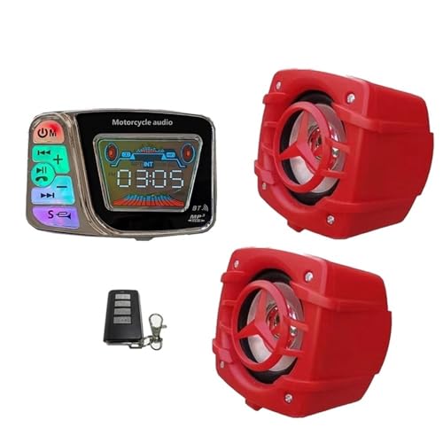 Parlante para Moto con Radio FM y Reproducción TF Rojo miniatura 3