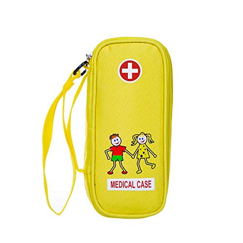 Kid’s EpiPen Carrying Medical Case – Yellow Insulated Portable Bag with Zipper –
