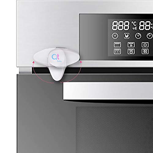 QT BABY White Oven Door Lock Child Safety (1 Pack), Heat Resistant and 3M Adhesive Child Proofing Lock for Stove, Oven, and Dishwasher, Easy Installation - Thumbnail 5