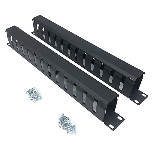 QiaoYoubang 2 Pack- Metal 1U 19 Inch Cable Manager 12 Big Slots Horizontal Rack Mount Wire Organizer...