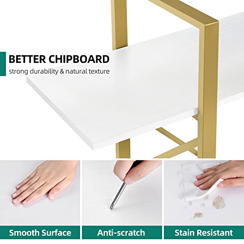 Yitahome 5-Tier Gold Bookshelf, Artsy Modern Freestanding 5 Shelf Bookcases And Bookshelves, Book Rack, Storage Rack Shelves In In Living Room Home Office, Gold & White #TOP5