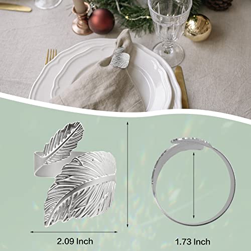 Lonmtos Leaf Shape Napkin Rings Silver Napkin Rings For Table Setting Anniversary, Birthday, Christmas, Easter, Fall, Halloween, Thanksgiving, Party Of Table Setting #TOP1