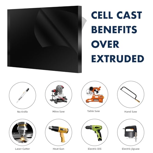 Image of Black Acrylic Sheet 8X12,Black Plexiglass Sheets 1 /8 Inch Thick,Black Acrylic Panel,Acrylic Board 1 Pcs
