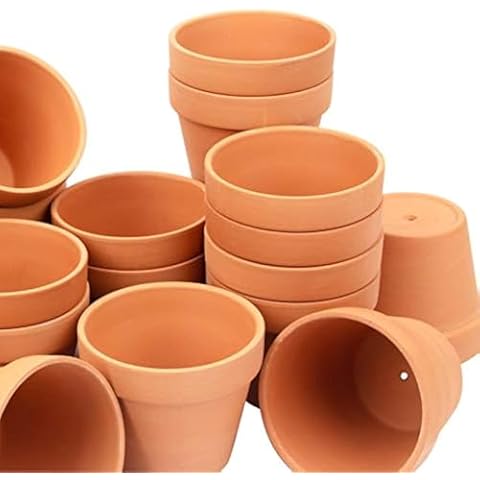 [26 Pack] 4" Planter Nursery Pots Clay Pots Terracotta Pot Clay Ceramic Pottery Planter Cactus Flower Pots Succulent Nursery Pots Garden Terra Cotta Pots with Drainage Hole (4") Cover