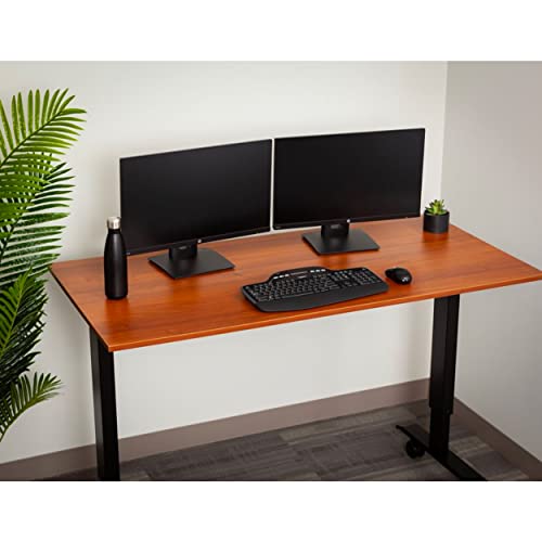 Stand Up Desk Store Crank Adjustable Height Rolling Standing Desk (Black Frame/Teak Top, 60" Wide) - Thumbnail 4