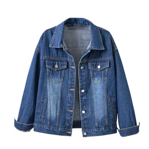 Veste en jean pour femme noir foncé style casual et coupe courte et ample