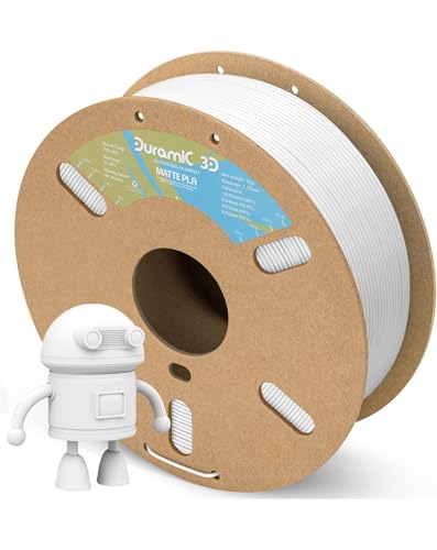 DURAMIC 3D Matte PLA Filament 1.75mm White, 1kg Cardboard Spool Matte Finish...